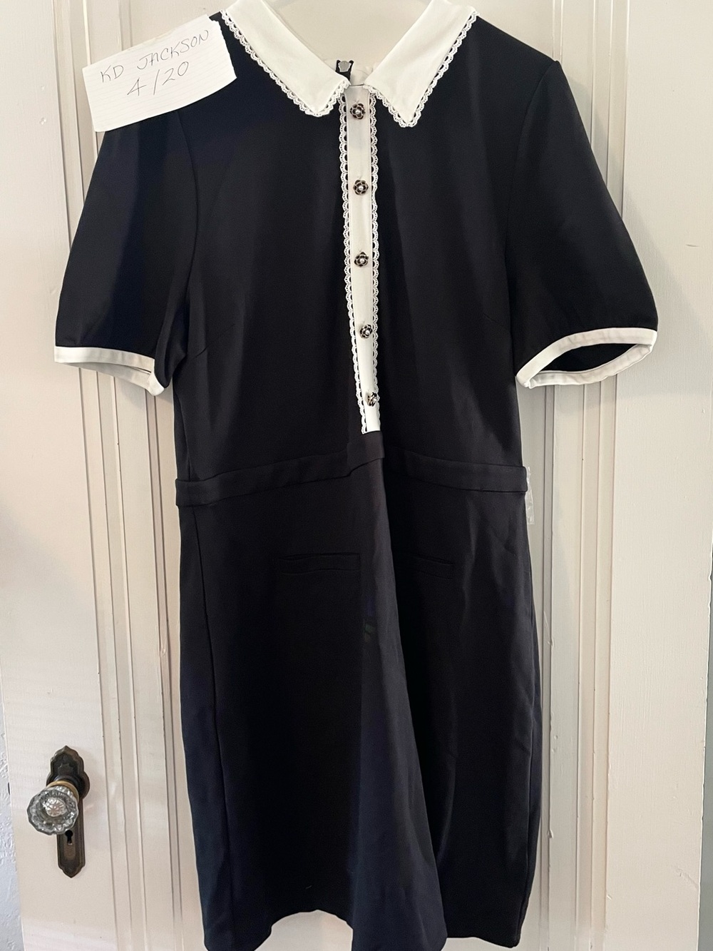 Modcloth Black Dress with White Collar and Trim